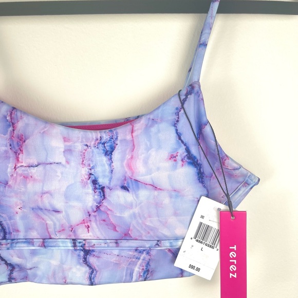 Terez Bra Top NWT $90 Swim Purple Marble Bikini Gym Large Medium Festival Rave - Picture 4 of 13
